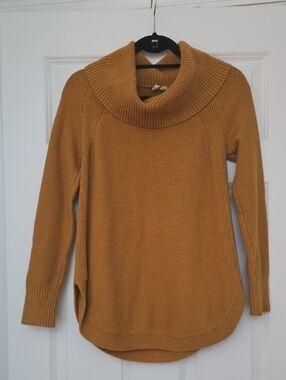 Anthropologie Cozy Mustard Cowl-Neck Sweater